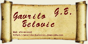 Gavrilo Belović vizit kartica